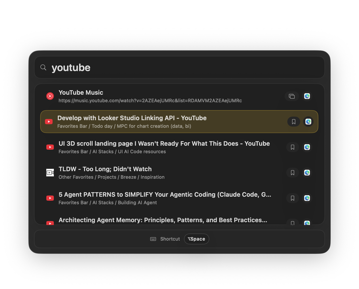 FastTab command bar screenshot